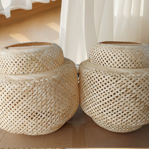 Abat-jour en bambou fait à la main en rotin tissé à la main suspension légère écologique pour intérieurs confortables vente en gros bon marché - Product Image 2