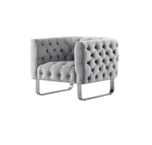 Modern Stainless Steel Base Tufted Velvet Leisure Armchair Single Sofa Chair For Home Hotel Living Room Sofas