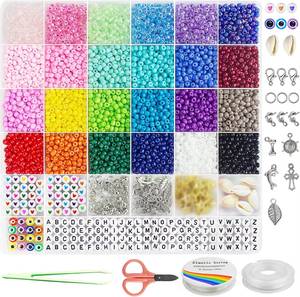 24 Colors <b>Crystal</b> Lampwork & Glass Seed Beads Box <b>Kit</b> | DIY Jewelry <b>Making</b> <b>Bracelet</b> <b>Kit</b> with Letter Beads Charms - Product Image 3