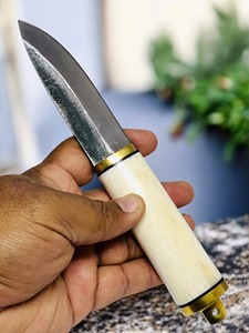 Couteau de cuisine moderne forgé à la main, lame en acier inoxydable, manche en os, étui en cuir - Product Image 3