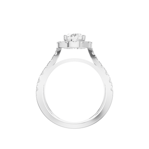 Bague de fiançailles sophistiquée et moderne en or 14 carats avec halo rond et diamant central brillant de 2 carats sur une monture fendue - Product Image 2