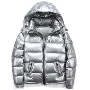 2025 New Arrival Men's Warn Winter Shiny Quilted Puffer Jacket Windbreaker <b>Padded</b> Thick Black Hooded Bubble <b>Padded</b> Jacket - Product Image 3