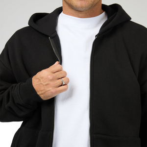 Sudadera con Capucha Extra Grande para Hombre, Negra, 100% Algodón Tejido, Estilo Casual para Otoño - Product Image 4