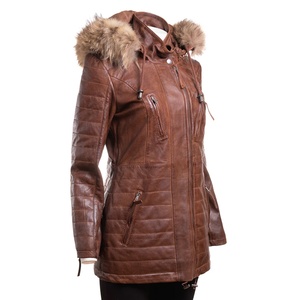 Chaqueta de Cuero para Mujer, Modelo 2026, Elegante, de Alta Calidad, Piel de Oveja Tejida, Cuello Alto, Impermeable, Ecológica, para Invierno - Product Image 5