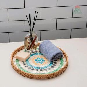 ถาดหวายฝังมุกและโมเสกทอมือ - Product Image 1