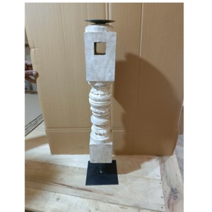 Portavelas de Madera Blanca Antigua Tallada a Mano de Tamaño Mediano con Base de Metal para Decoración del Hogar, Navidad, Personalizado - Product Image 1