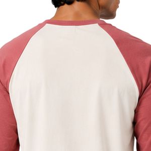 <b>White</b> And Dusty Rose Raglan Long Sleeve T Shirt Men Premium Cotton Crew Neck Graphic Baseball Tee Custom OEM Streetwear Apparel - Product Image 5