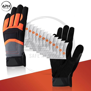 Guantes de Motosierra Profesionales Color Naranja y Negro, Precio de Fábrica, Diseño Hexagonal, Agarre Texturizado en la Palma, Antivibración, para Trabajo Forestal - Product Image 2