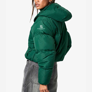 Chaqueta de Burbuja Cortavientos para Mujer, Abrigo Acolchado Cálido de Invierno con Capucha, a la Moda, para Exteriores, de Color Sólido, Ligero, de Alta Calidad, con Logotipo Personalizado - Product Image 4