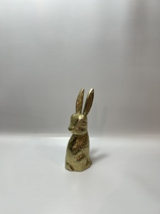 Figura de Conejo de Aluminio Dorado Texturizado, Estatua de Conejo de Metal, Adorno de Mesa de Pascua, Decoración Moderna para el Hogar, Oficina, Escritorio - Product Image 2