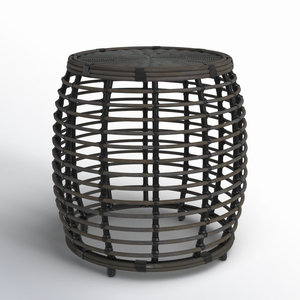 Mesa auxiliar de exterior de mimbre de resina redonda para uso en jardín o patio - Product Image 1