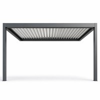 Pergola motorisée à lames orientables en alliage d'aluminium thermolaqué, avec capteur de pluie, LED, écologique, résistante au vent, pour jardin extérieur