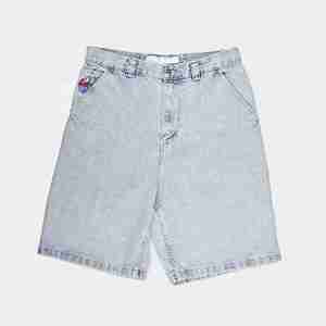 Shorts en jean baggy de marque pour hommes, infroissables, avec imprimé délavé à l'acide et strass, coupe droite - Product Image 3