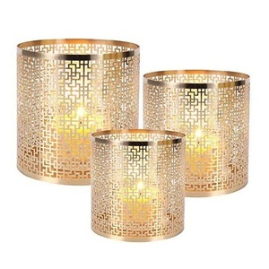 Round bowl shape hammered metal candle <b>jar</b> <b>decorative</b> container - Product Image 1