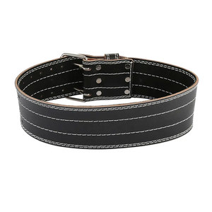 Cinturón de Cuero para Levantamiento de Pesas, Hebilla Ajustable, Soporte Lumbar para Entrenamiento de Fuerza, Gimnasio, Powerlifting, Unisex, Negro con Costuras Blancas - Product Image 1
