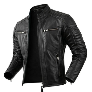Veste d'hiver en cuir élégante pour homme, coupe ajustée, 100% cuir véritable, veste bomber avec col en fourrure, taille adulte personnalisée - Product Image 5