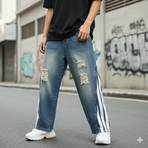 Jeans Minimalistas y Sencillos para Mujer, Estilo Hip Hop Vintage, para Fiestas |   100% Algodón Puro |   Corte Relajado Lavado para Uso Diario - Product Image 5