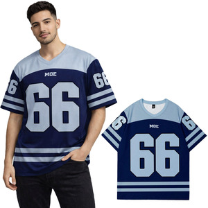 Camiseta de Fútbol Americano Personalizada con Paneles a Rayas, Cuello en V Extra Grande, Malla Transpirable, Mangas Cortas, Ropa Deportiva para Equipos, Proveedor OEM - Product Image 1