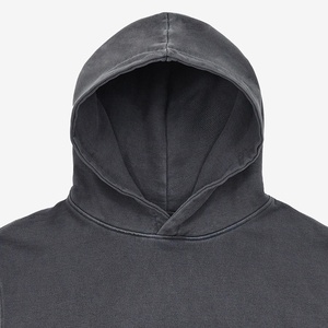 100% Cotton 400 GSM Heavy Weight Distressed <b>Black</b> Acid Washed Hoodie Blank <b>Mens</b> Pullover Vintage Winter Hoodies 2026 - Product Image 5