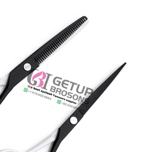 Nouvelles Ciseaux de Coiffure Professionnels en Acier Inoxydable 4Cr13, Revêtement Poudre Blanc/Noir, Poignée en Céramique Droitière, Logo Personnalisé, pour la Beauté - Product Image 4