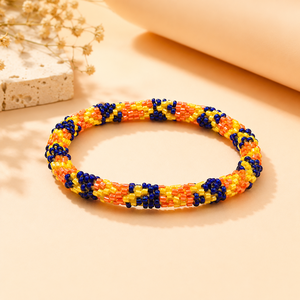 Bracelets de mode classiques unisexes multicolores en fil de coton tissé avec perles de verre du Népal, faits à la main au crochet, 18 cm, vente en gros - Product Image 4