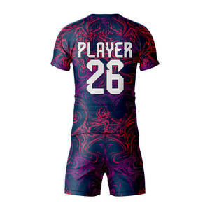 Kit de football unisexe personnalisé, maillot et short de football entièrement sublimés, haute qualité, respirant, écologique, séchage rapide, col en V, pour équipe - Product Image 3