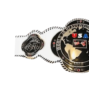 World Heavyweight Championship Belt USA Flag Design with World <b>Map</b> Black and White Strap Collectible Title Belt - Product Image 3