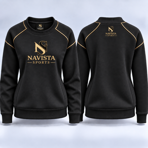 Navista Sports <b>Black</b> Crewneck Sweatshirt Raglan Sleeve Pullover <b>Women</b> Regular Fit Winter Wear Breathable <b>Fleece</b> 100% Embroidery - Product Image 1