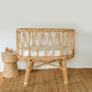 Lit de bébé de luxe en rotin, berceau en cannage, lit bébé en cannage naturel, meubles pour enfants - Product Image 5