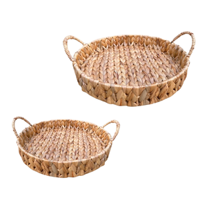 Handcrafted WATER HYACINTH TRAY FRUIT STORAGE BASKET with Handles Kitchen Bathroom Organizer Tray - Product Image 1