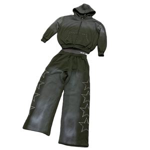 Pantalones Anchos con Cierre y Lavado Ácido para Hombre, Estilo Nuevo Personalizado, Fabricante Personalizado de Sudaderas con Capucha y Pantalones Deportivos para Hombre - Product Image 3