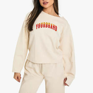 Sudadera de Mujer Personalizada OEM, 100% Algodón, Felpa Gruesa, Cuello Redondo, Manga Larga, Transpirable - Product Image 1