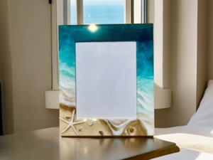 Handcrafted UV Printed Ocean Wave <b>Acrylic</b> Photo <b>Frame</b> with Beach Theme Starfish and Seashell From REHMAN CRAFT - Product Image 2