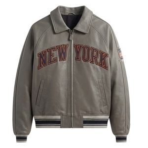 Veste en cuir véritable pour homme, à capuche, KITH x Avirex New York Knicks, édition limitée, style streetwear pour les amateurs de baseball - Product Image 2