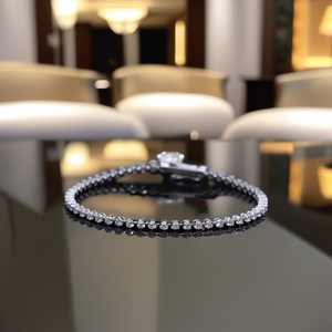 Bracelet de tennis élégant en or 14 carats cultivé en laboratoire CVD diamant pour femme classique taille ronde diamant serti bijoux fins cadeau - Product Image 1