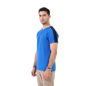 Haute qualité hommes contraste épaule Henley cou T-Shirt à manches courtes V-Cut bouton Tee décontracté coton porter Logo personnalisé disponible - Product Image 5