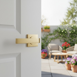 Manija de Puerta Moderna de Latón de Primera Calidad |   Manija Cuadrada Minimalista con Diseño de Rosa para Hogares de Lujo, Hoteles e Interiores de Diseño - Product Image 4