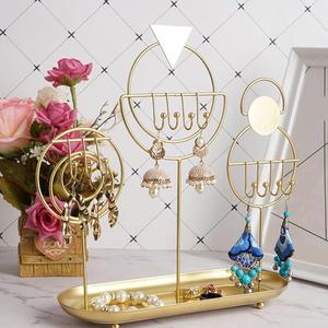 Organizador de Joyas Artístico con Marcos Geométricos, Diseño de Múltiples Ganchos, Bandeja Integrada, Almacenamiento Anti-Enredos, Exhibición Elegante - Product Image 4