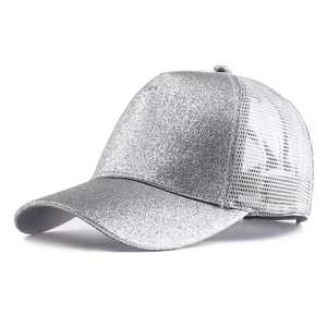 Gold Glitter Mesh Trucker <b>Cap</b> Adjustable Unisex Fashion Hat Spring Summer Party Wear - Product Image 4