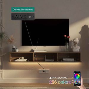 Mobile TV Moderno da Parete da 67 Pollici con LED a 16 Colori, Mobile Intrattenimento da 55, 60, 65 Pollici - Product Image 3