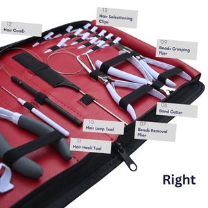 Kit d'outils pour extensions capillaires en acier inoxydable : pinces de maintien robustes, aiguille courbée pour la séparation des mèches, peigne à queue, boucle de fil et bande adhésive - Product Image 2