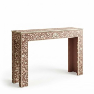 Mesa de Centro de Lujo con Incrustaciones de Hueso en Rayas Blancas y Negras, Mesa Octogonal Geométrica Hecha a Mano, Artesanía India Premium - Product Image 5