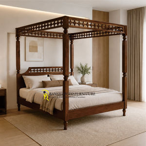 Cama de madera de caoba con dosel - Product Image 2