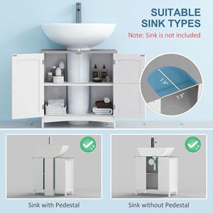 Mobile moderno con piedistallo a doppia porta e lavandino con mensole regolabili bianco bagno vanità - Product Image 4