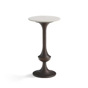 Stylish Cast Aluminum Bar <b>Table</b> <b>Slim</b> Curved Pedestal Base Smooth Round Top Durable Support Chic Contemporary Accent Piece - Product Image 4
