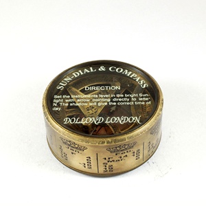 Brújula de tapa antigua plana de latón coleccionable Vintage, reloj de sol, senderismo, Camping, producto de navegación marina - Product Image 5