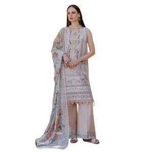 Robe de soirée traditionnelle d'été pour femme avec taille élastique, nouveau style pakistanais Salwar Kameez, dentelle, boutons, écologique, teinture unie - Product Image 1