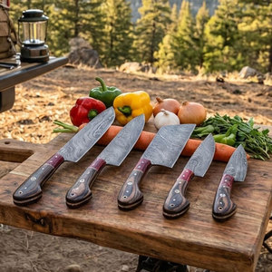 High End Damascus Steel <b>Kitchen</b> <b>Knife</b> Set Modern Pure Style Professional Cooking <b>Knives</b> Durable Blade <b>Kitchen</b> Tool Collection - Product Image 4
