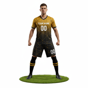 Ensembles d'uniformes de football personnalisés avec nom d'équipe, impression numérique, 100% polyester, tissu de 280 g, unisexe - Product Image 6