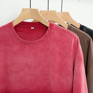 เสื้อยืดวินเทจผู้ชายสำหรับฤดูร้อน คุณภาพสูง ผ่านกระบวนการฟอกสี 100% ผ้าฝ้าย ทรงปกติ ลายเรียบ สีทูโทน เป็นมิตรต่อสิ่งแวดล้อม แห้งเร็ว - Product Image 3